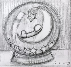 My Lucky Stars (study) by Doug Hyde - Original Drawing on Mounted Paper sized 7x7 inches. Available from Whitewall Galleries